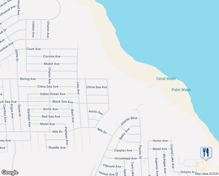 map of restaurants, bars, coffee shops, grocery stores, and more near 2880 Mediterranean Avenue in Thermal