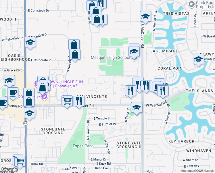map of restaurants, bars, coffee shops, grocery stores, and more near 760 East Colt Road in Chandler