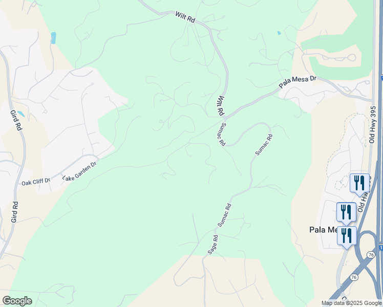 map of restaurants, bars, coffee shops, grocery stores, and more near 2707 Pala Mesa Court in Fallbrook