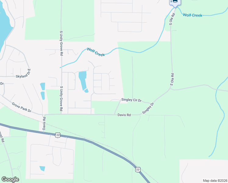 map of restaurants, bars, coffee shops, grocery stores, and more near 66 Singley Circle Drive in Locust Grove