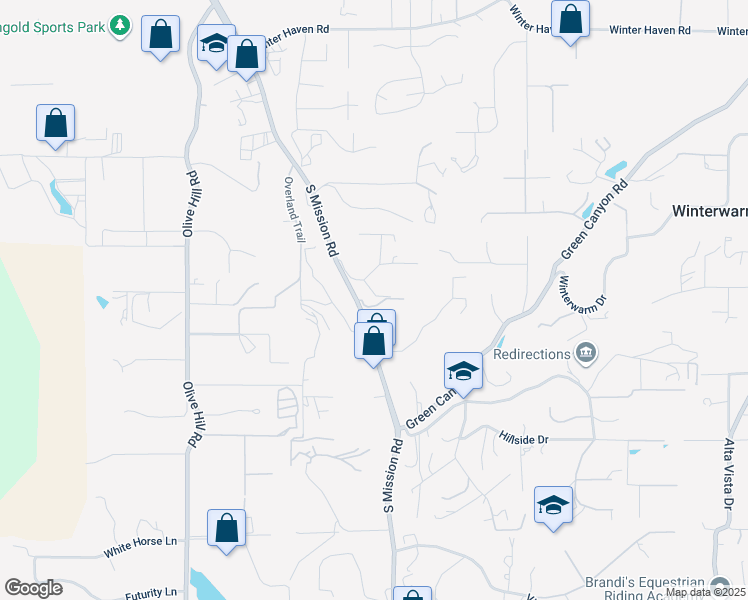 map of restaurants, bars, coffee shops, grocery stores, and more near 1032 Silver Springs Lane in Fallbrook