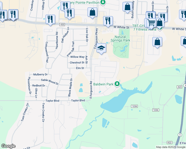 map of restaurants, bars, coffee shops, grocery stores, and more near 1510 Sherwood Drive in Anna