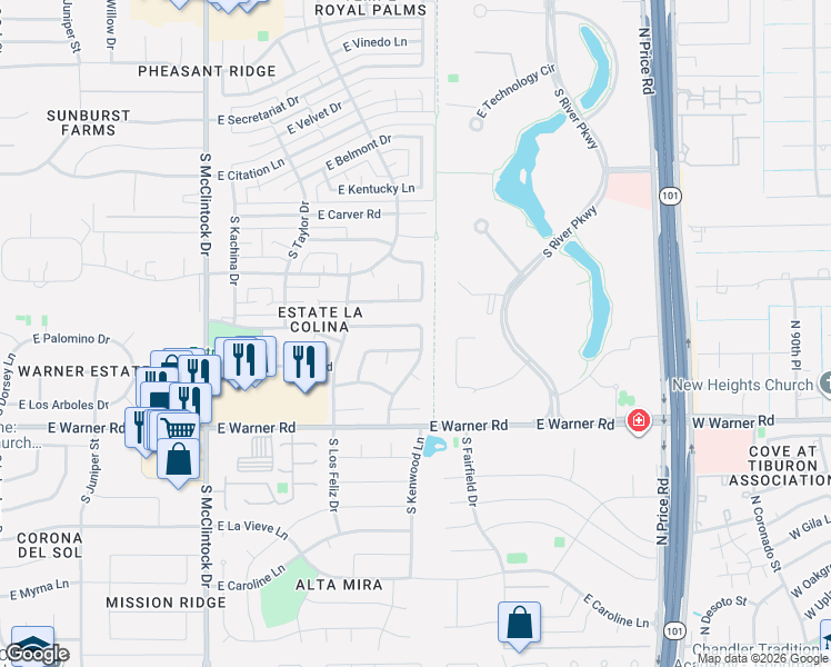map of restaurants, bars, coffee shops, grocery stores, and more near 1978 East Morgan Drive in Tempe
