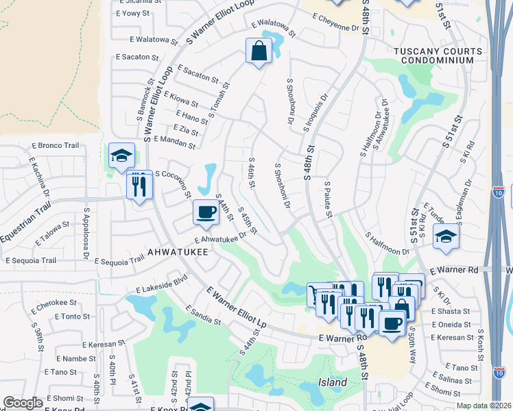 map of restaurants, bars, coffee shops, grocery stores, and more near 12014 South 46th Street in Phoenix