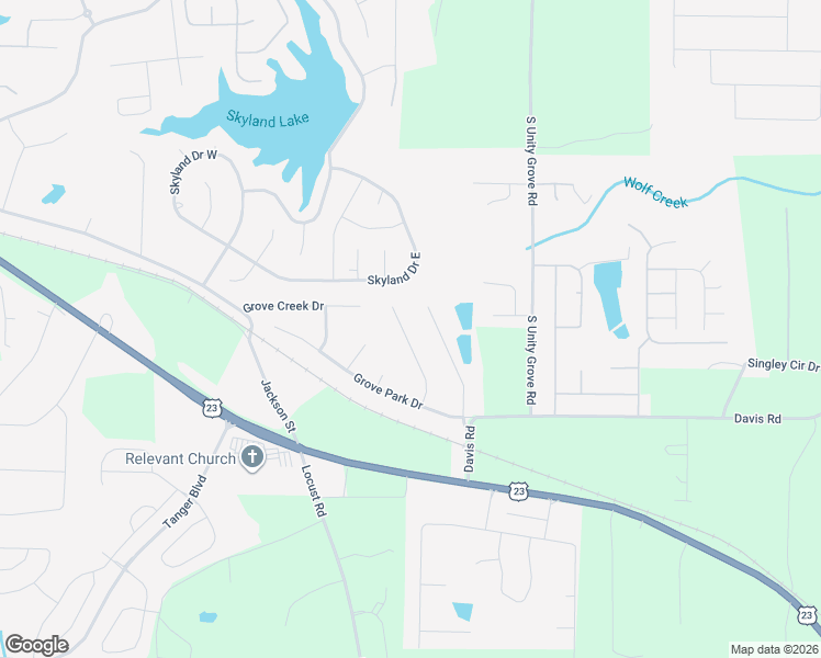 map of restaurants, bars, coffee shops, grocery stores, and more near 532 Easton Drive in Locust Grove