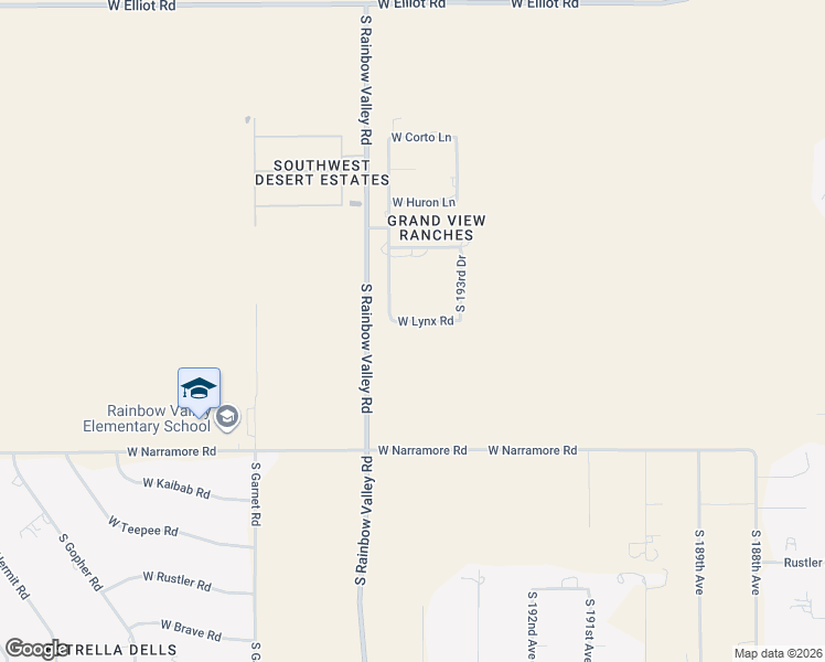 map of restaurants, bars, coffee shops, grocery stores, and more near 19402 West Lynx Road in Buckeye