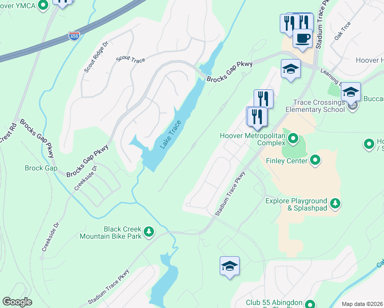 map of restaurants, bars, coffee shops, grocery stores, and more near 5760 Chestnut Trace in Birmingham