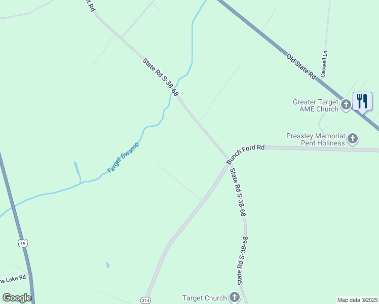 map of restaurants, bars, coffee shops, grocery stores, and more near 672 Target Road in Holly Hill