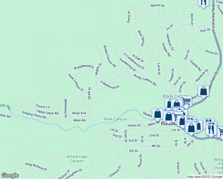 map of restaurants, bars, coffee shops, grocery stores, and more near Quince Cir in Ruidoso