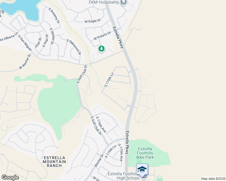 map of restaurants, bars, coffee shops, grocery stores, and more near 17495 West Rock Wren Court in Goodyear