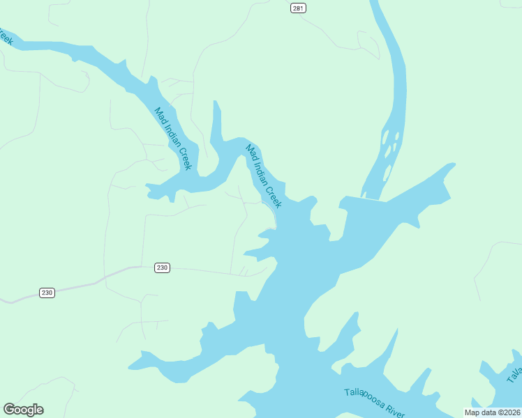 map of restaurants, bars, coffee shops, grocery stores, and more near 242 Indian Creek East in Lineville