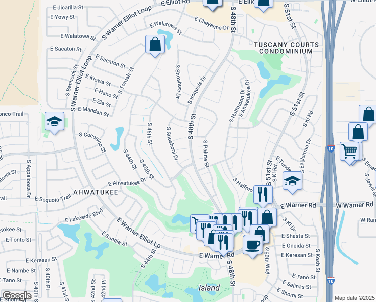 map of restaurants, bars, coffee shops, grocery stores, and more near 4777 East Ute Court in Phoenix