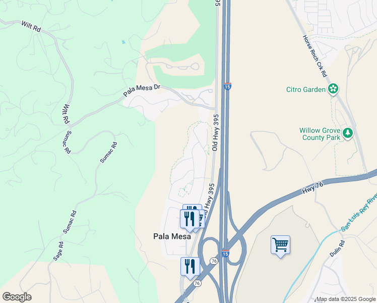 map of restaurants, bars, coffee shops, grocery stores, and more near 3021 Jicarilla Drive in Fallbrook