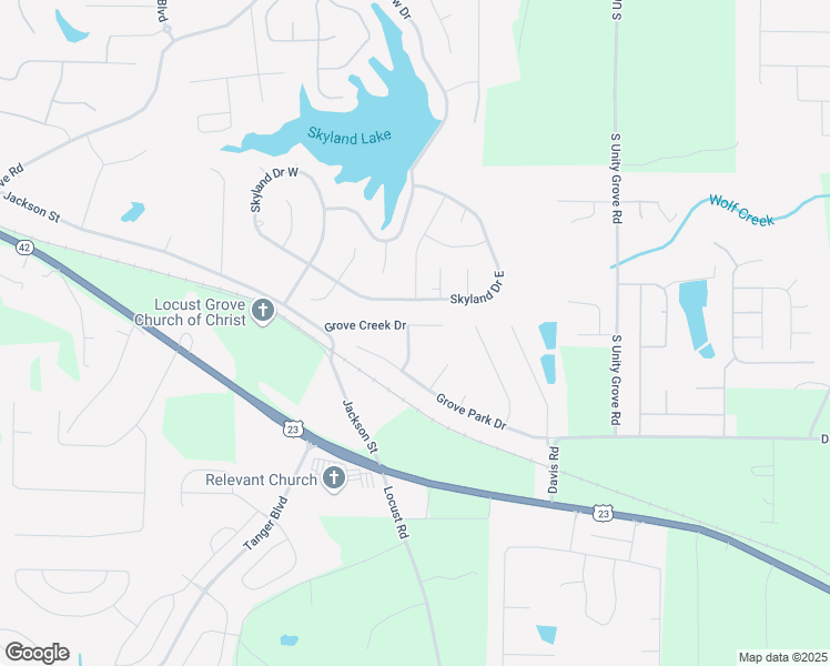 map of restaurants, bars, coffee shops, grocery stores, and more near 130 Grove Creek Drive in Locust Grove