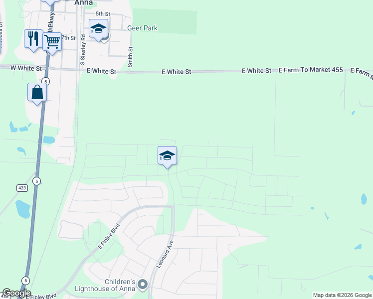 map of restaurants, bars, coffee shops, grocery stores, and more near in Anna