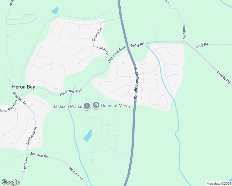 map of restaurants, bars, coffee shops, grocery stores, and more near 540 Vickers Lane in Locust Grove