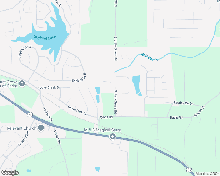 map of restaurants, bars, coffee shops, grocery stores, and more near 116 Unity Cove in Locust Grove