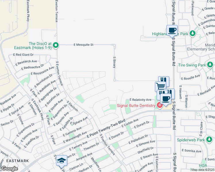 map of restaurants, bars, coffee shops, grocery stores, and more near 4211 South Nano in Mesa
