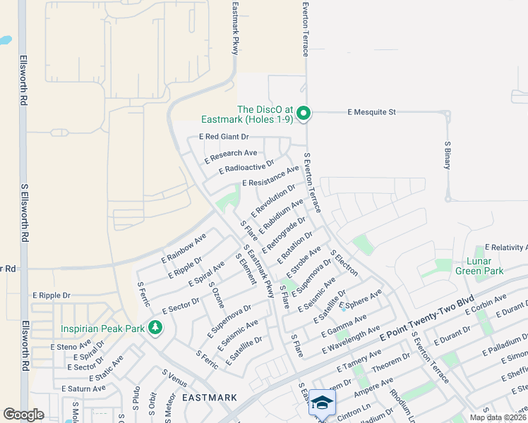 map of restaurants, bars, coffee shops, grocery stores, and more near 4207 South Zephyr in Mesa