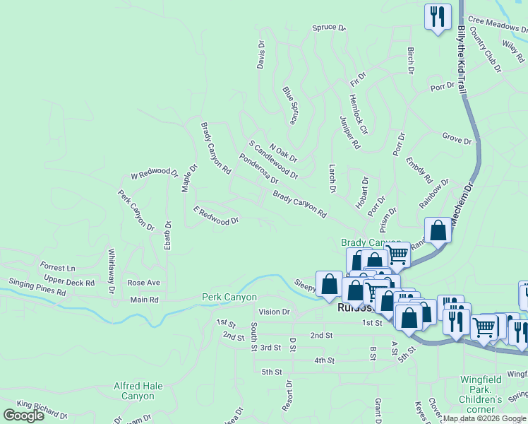 map of restaurants, bars, coffee shops, grocery stores, and more near 299-307 South Oak Drive in Ruidoso