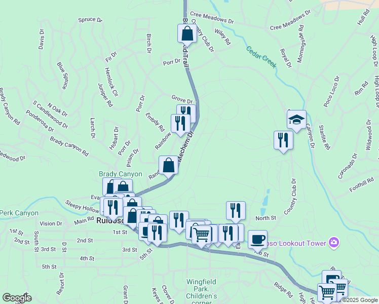 map of restaurants, bars, coffee shops, grocery stores, and more near 149 7 Upper Terrace Drive in Ruidoso