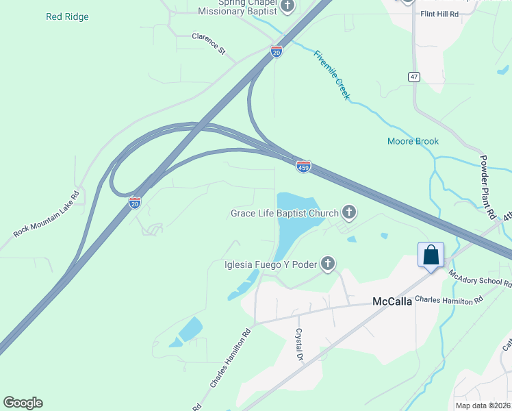 map of restaurants, bars, coffee shops, grocery stores, and more near 5522 Myron Clark Road in McCalla