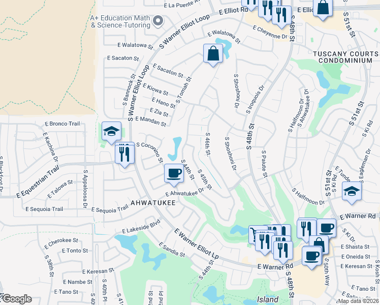 map of restaurants, bars, coffee shops, grocery stores, and more near 11824 South 45th Street in Phoenix
