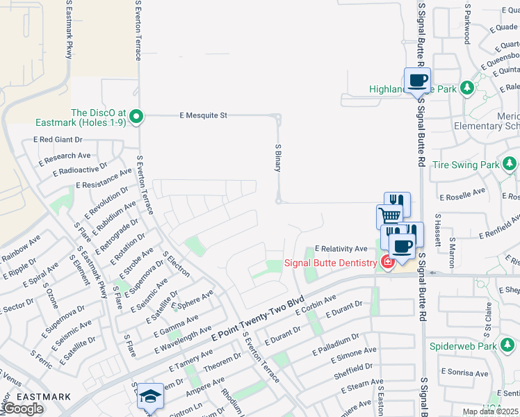 map of restaurants, bars, coffee shops, grocery stores, and more near 4211 South Nano in Mesa