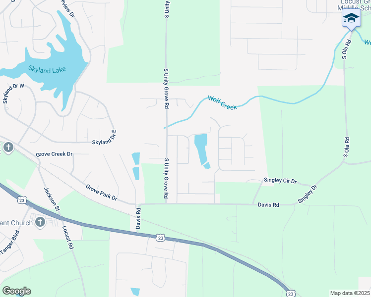 map of restaurants, bars, coffee shops, grocery stores, and more near 142 Hacienda Avenue in Locust Grove