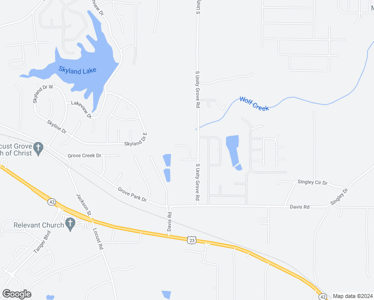 map of restaurants, bars, coffee shops, grocery stores, and more near 231 Kings Cove in Locust Grove