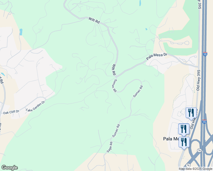 map of restaurants, bars, coffee shops, grocery stores, and more near 3849 Pala Mesa Drive in Fallbrook