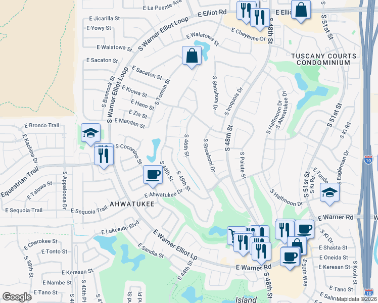 map of restaurants, bars, coffee shops, grocery stores, and more near 11819 South 46th Street in Phoenix