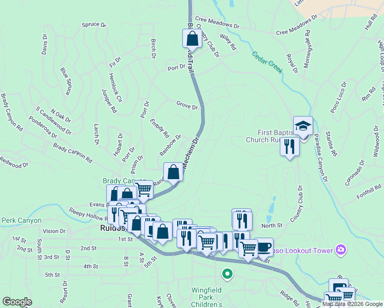 map of restaurants, bars, coffee shops, grocery stores, and more near 149 7 Upper Terrace Drive in Ruidoso