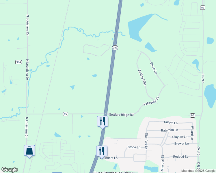 map of restaurants, bars, coffee shops, grocery stores, and more near 1414 Texas 289 in Celina