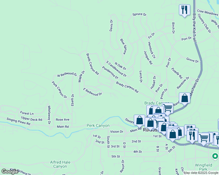 map of restaurants, bars, coffee shops, grocery stores, and more near 299 S Oak Dr in Ruidoso