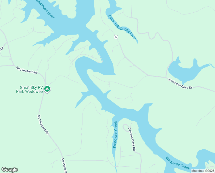 map of restaurants, bars, coffee shops, grocery stores, and more near 395 Creek Run Road in Wedowee