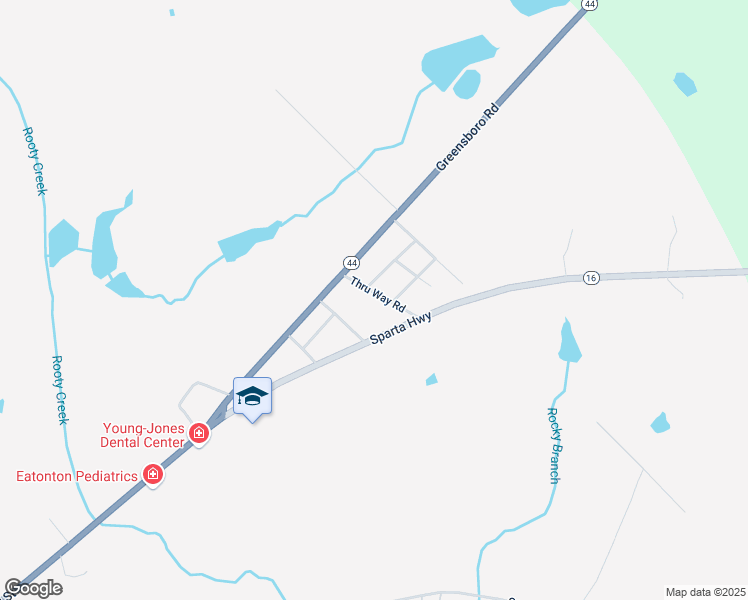 map of restaurants, bars, coffee shops, grocery stores, and more near 110 Thru Way Road in Eatonton