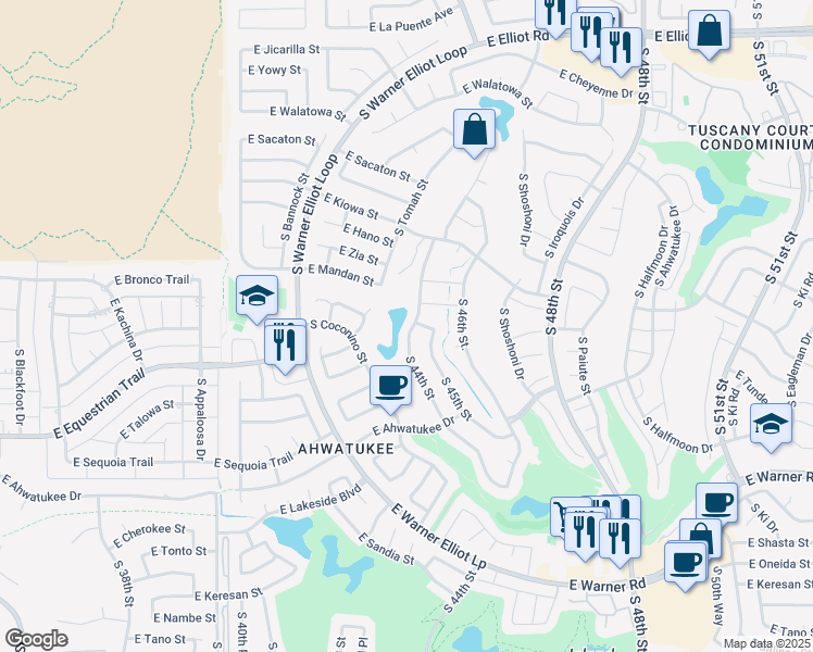 map of restaurants, bars, coffee shops, grocery stores, and more near 11812 South 44th Street in Phoenix