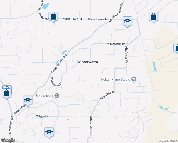 map of restaurants, bars, coffee shops, grocery stores, and more near 1706 Acacia Lane in Fallbrook