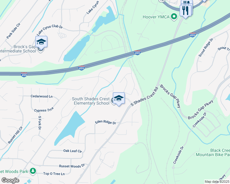 map of restaurants, bars, coffee shops, grocery stores, and more near 5816 Willow Lake Drive in Birmingham