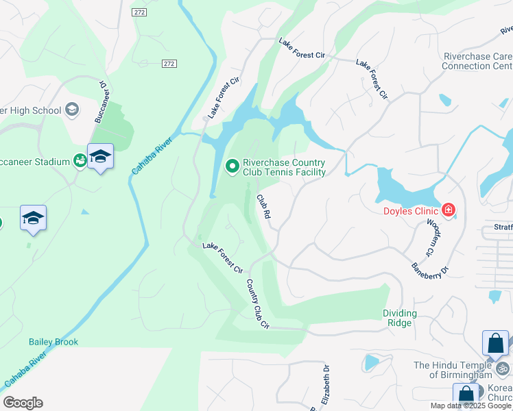 map of restaurants, bars, coffee shops, grocery stores, and more near 2030 Club Road in Birmingham