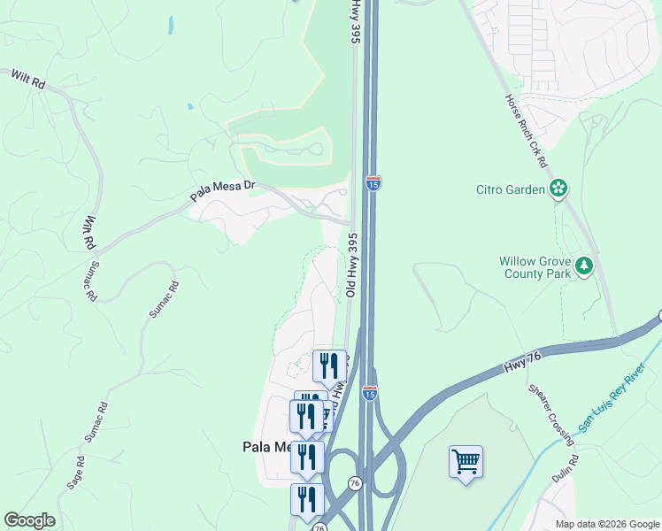 map of restaurants, bars, coffee shops, grocery stores, and more near 2931 Vía de Todos Santos in Fallbrook