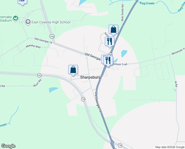 map of restaurants, bars, coffee shops, grocery stores, and more near in Sharpsburg