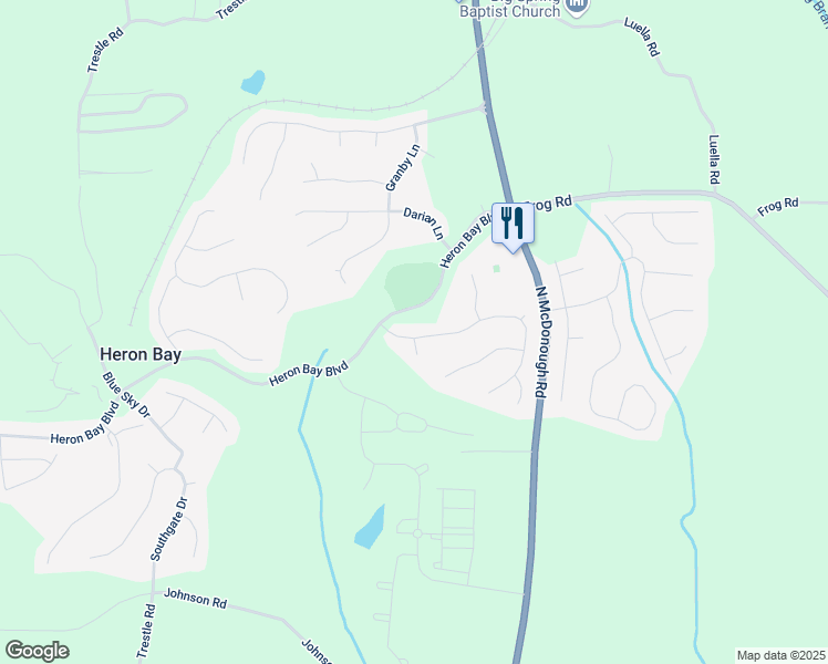 map of restaurants, bars, coffee shops, grocery stores, and more near 113 Lantana Drive in Locust Grove