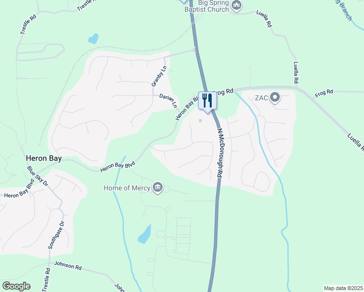 map of restaurants, bars, coffee shops, grocery stores, and more near 141 Lantana Drive in Locust Grove