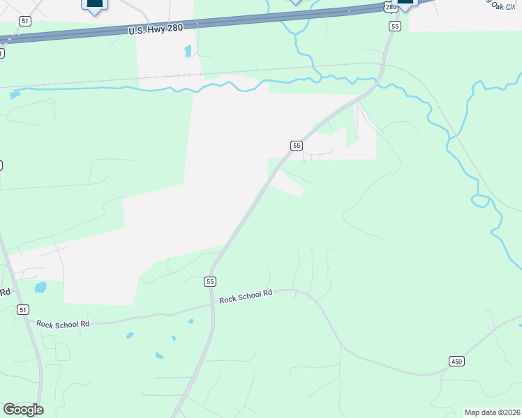 map of restaurants, bars, coffee shops, grocery stores, and more near 8686 County Road 55 in Harpersville