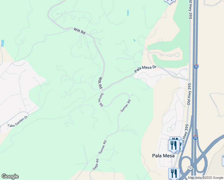 map of restaurants, bars, coffee shops, grocery stores, and more near 3945 Pala Mesa Drive in Fallbrook