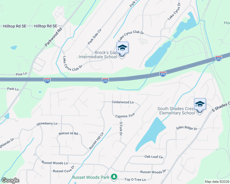 map of restaurants, bars, coffee shops, grocery stores, and more near 5808 Cypress Trace in Birmingham