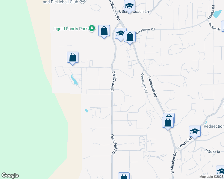 map of restaurants, bars, coffee shops, grocery stores, and more near Olive Hill Road & Mackey Drive in Fallbrook