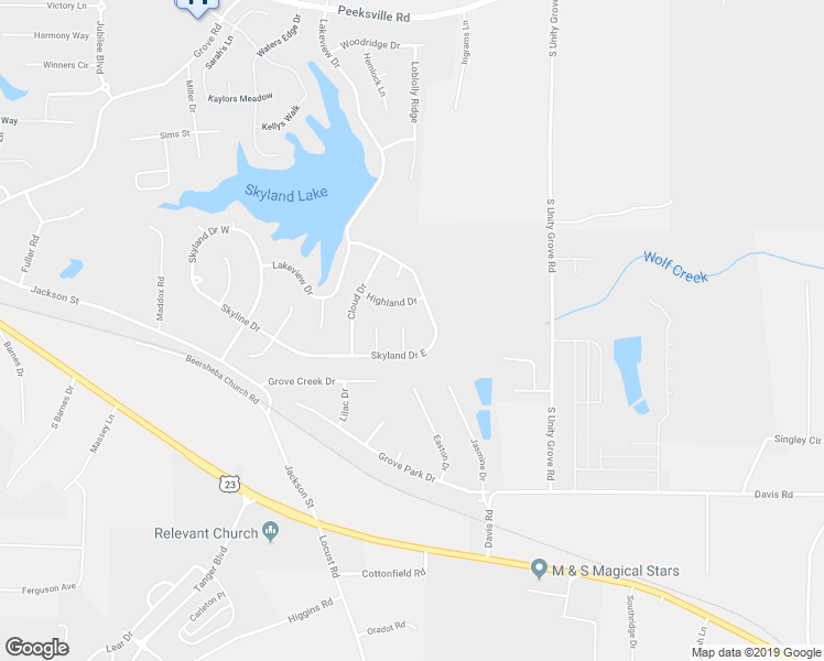 map of restaurants, bars, coffee shops, grocery stores, and more near 225 Boulder Lane in Locust Grove